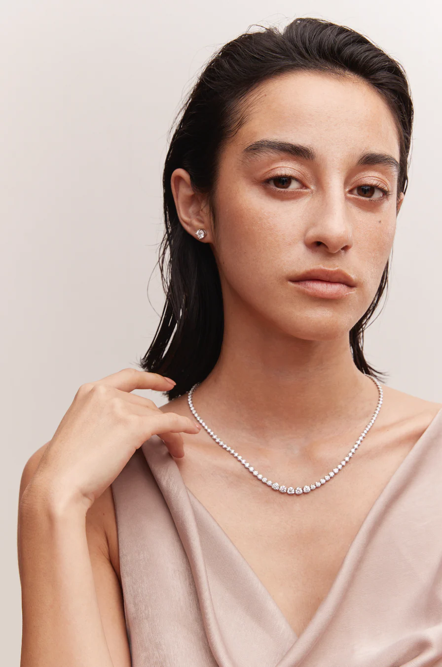 12.75ct Graduated Tennis Necklace White Gold - Image 2
