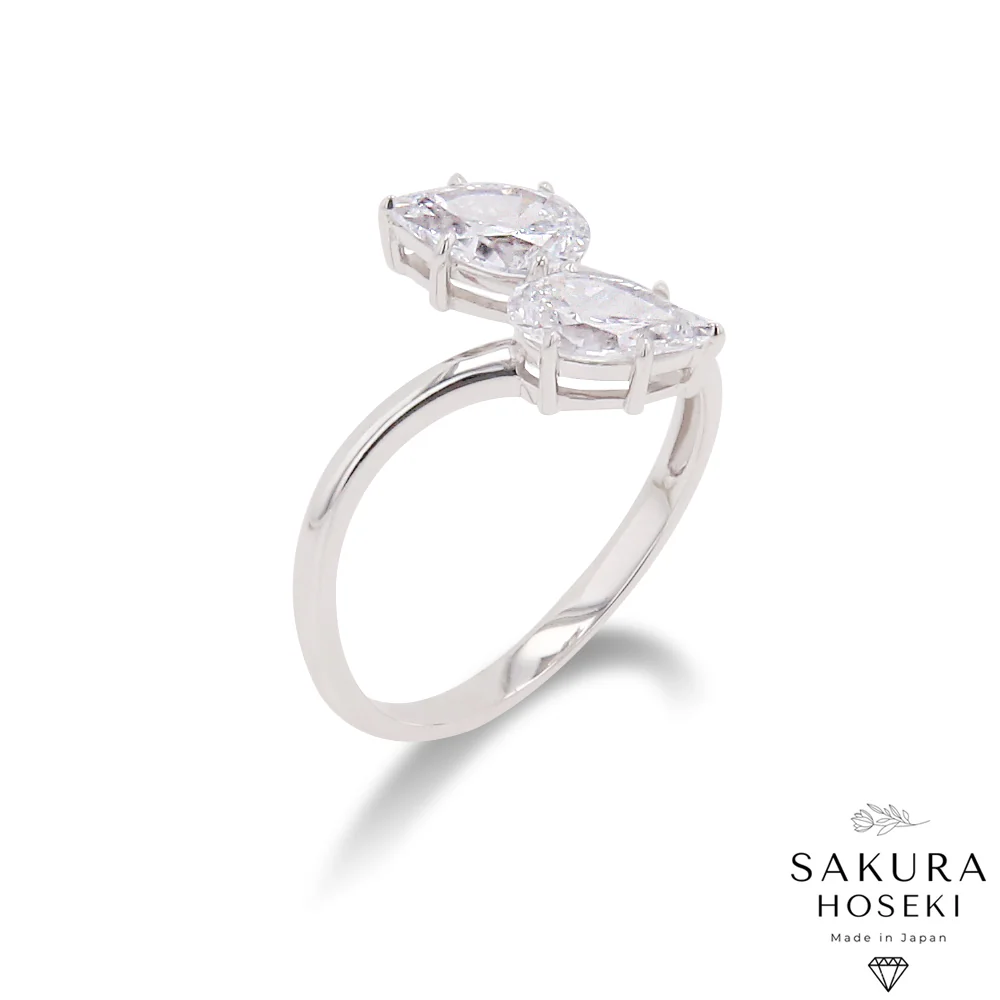 Double Pear White Gold