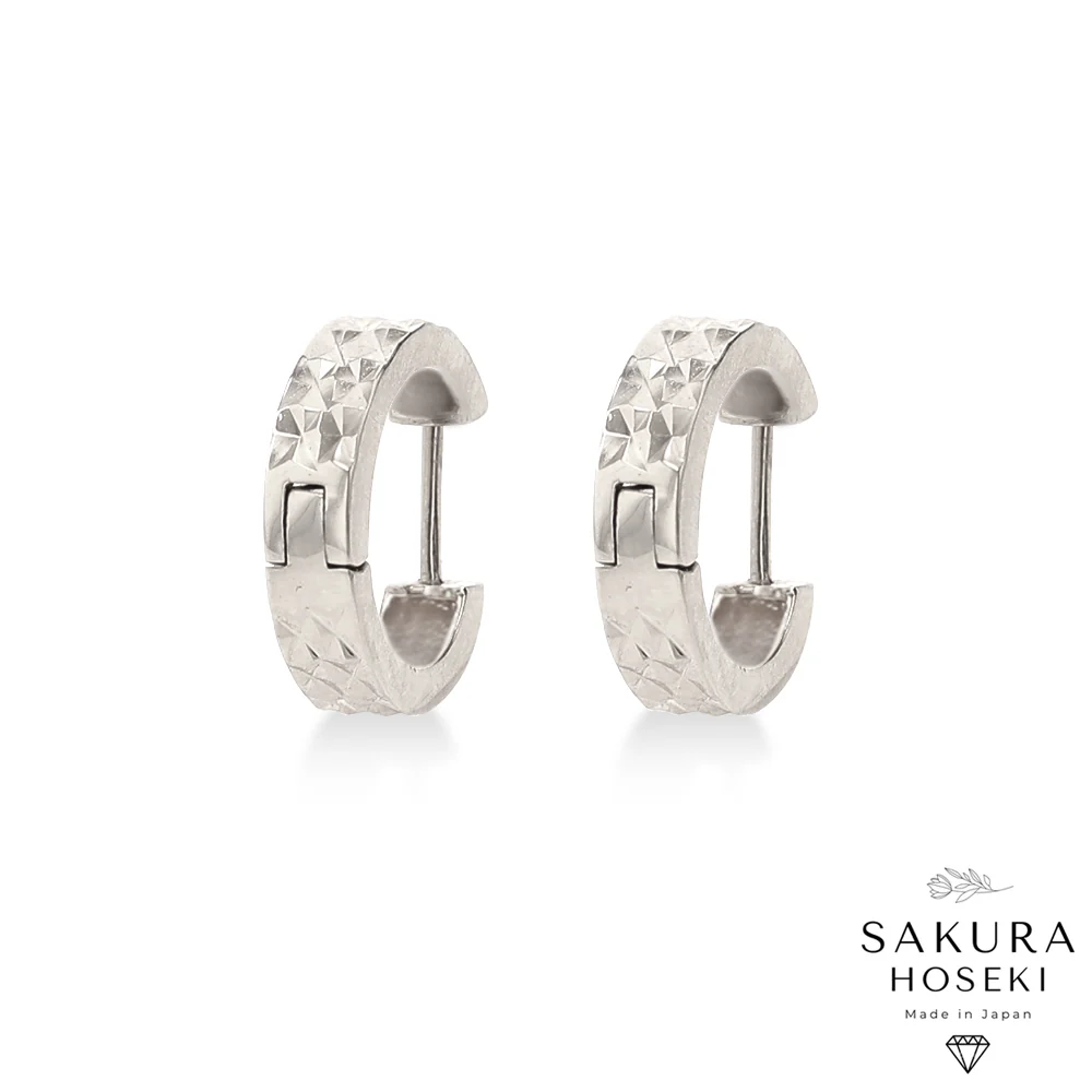 Gold Facet Hoops White Gold