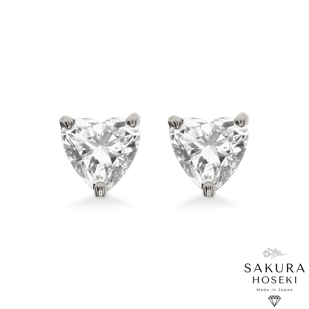 Heart Studs White Gold