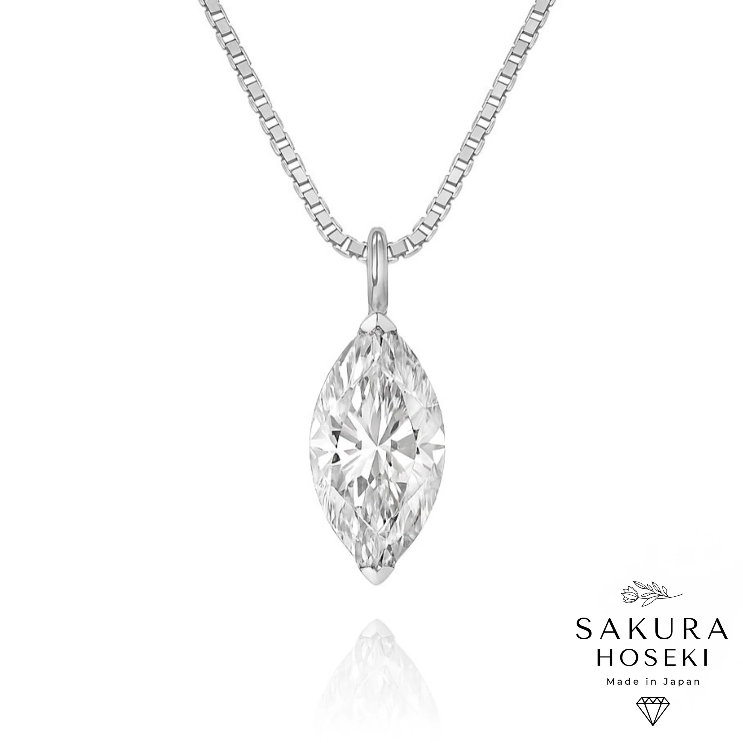 Marquise Solitaire Pendant White Gold