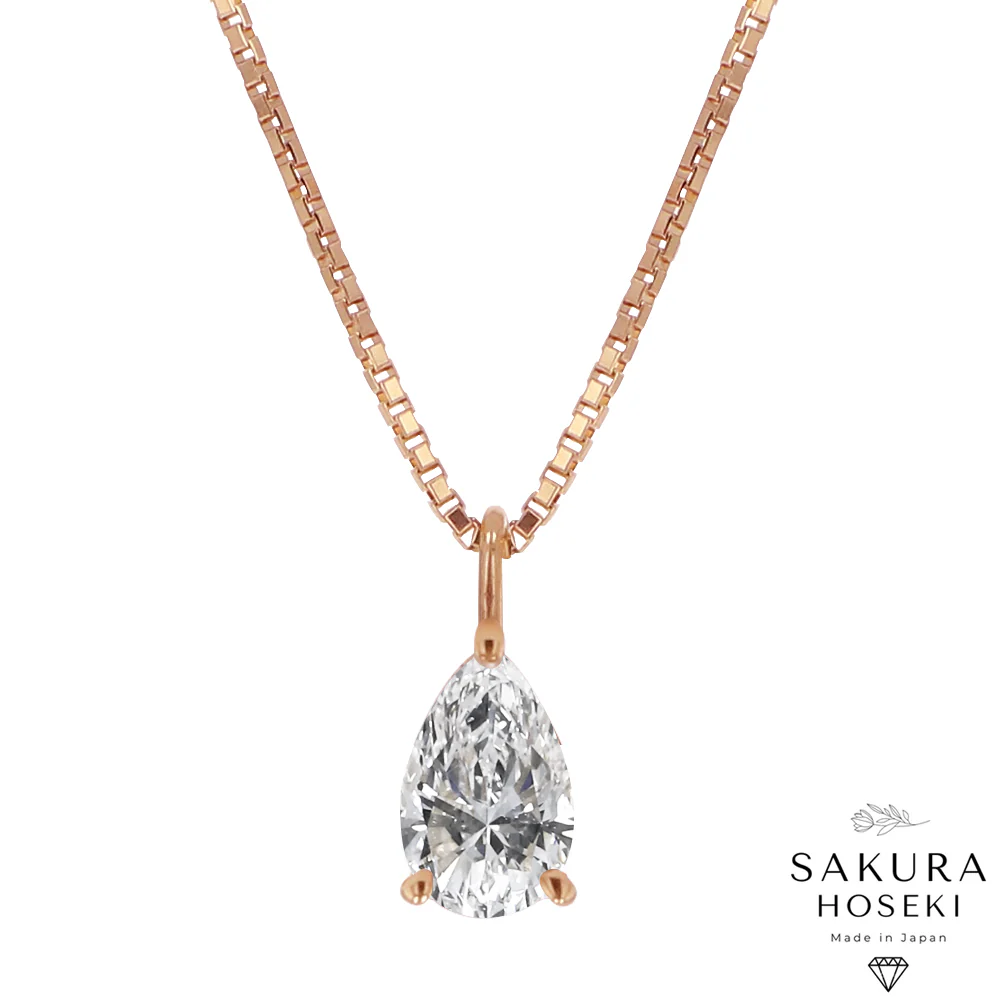 Pear Solitaire Pendant Rose Gold