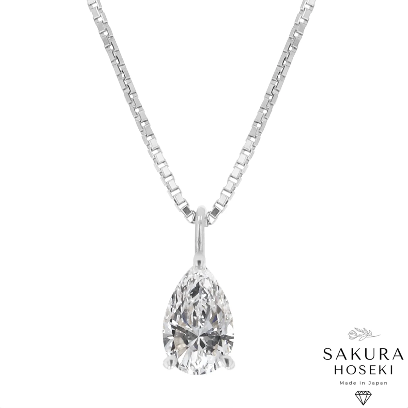 Pear Solitaire Pendant White Gold
